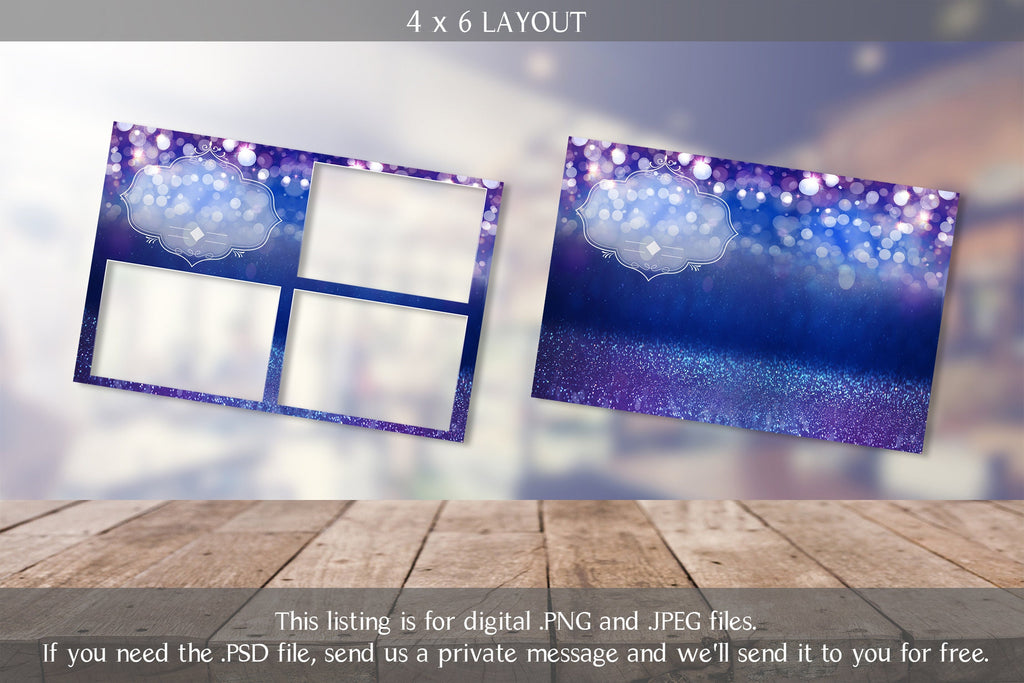 Blue Photo Booth Template, Blue and Silver Photo Booth Template