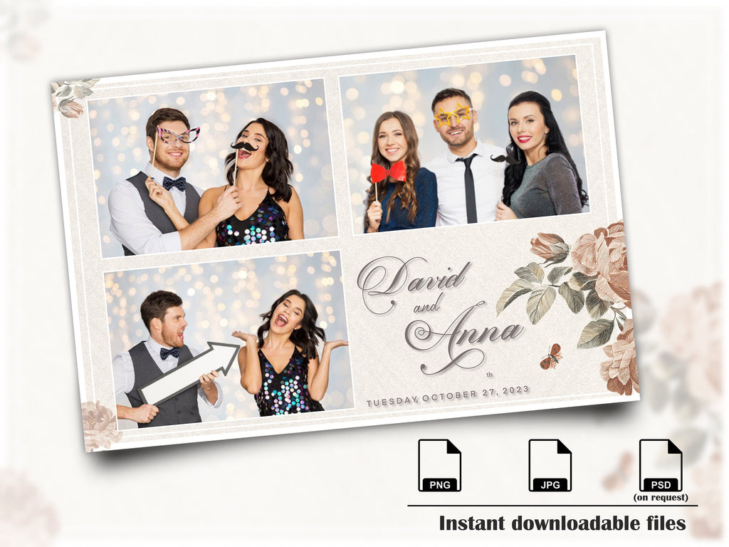 Cute Wedding Photo Booth Template, Vintage Template, Photo Booth